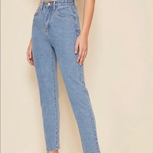 SHEIN Bleach Wash High- Rise Jeans